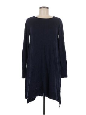 Eileen Fisher Wool Navy Long-Sleeve A-Line Knit Dress